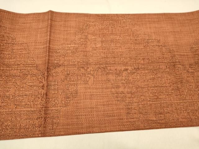 平和屋着物◎本場筑前博多織 八寸名古屋帯 更紗飾花文 正絹 逸品