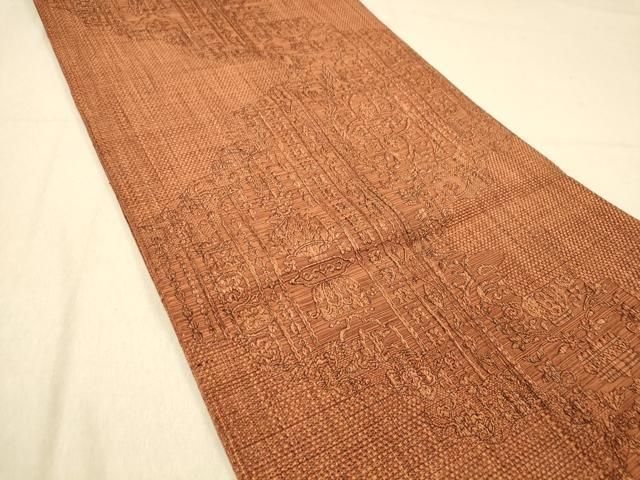 平和屋着物◎本場筑前博多織 八寸名古屋帯 更紗飾花文 正絹 逸品