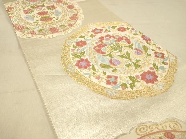 平和屋着物◎六通柄袋帯 唐織 正倉院更紗花鳥文 金銀糸 正絹 逸品