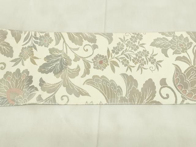 平和屋着物◎九寸名古屋帯 更紗花文 金銀糸 正絹 逸品 DAAZ9512qp