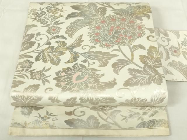 平和屋着物◎九寸名古屋帯 更紗花文 金銀糸 正絹 逸品 DAAZ9512qp