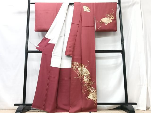 平和屋着物□訪問着 駒刺繍 檜扇鳳凰花文 金彩 正絹 逸品 CABB2998xe