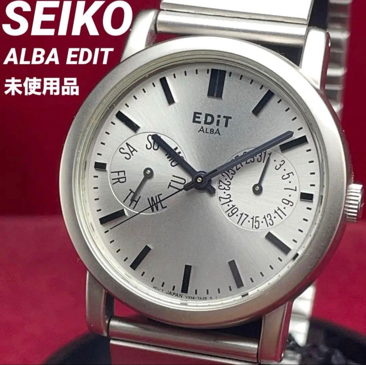 デッドストック品 SEIKO セイコー アルバ ブレス型クォーツ時計 電池交換済 ☆未使用 SEIKO ALBA EDIT クォーツ 電池交換済 純正SSブレス