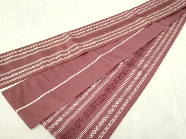 平和屋着物◎本場筑前博多織 両面 半幅帯 献上 正絹 逸品 DABA5563qp