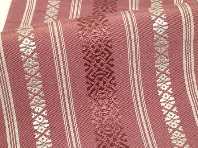 平和屋着物◎本場筑前博多織 両面 半幅帯 献上 正絹 逸品 DABA5563qp