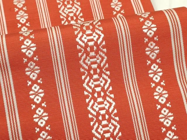 平和屋着物◎本場筑前博多織 両面 半幅帯 縞 献上 証紙付き 正絹 逸品