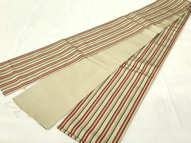 平和屋着物◎本場筑前博多織 半幅帯 縞 証紙付き 正絹 逸品 DABA5574qp