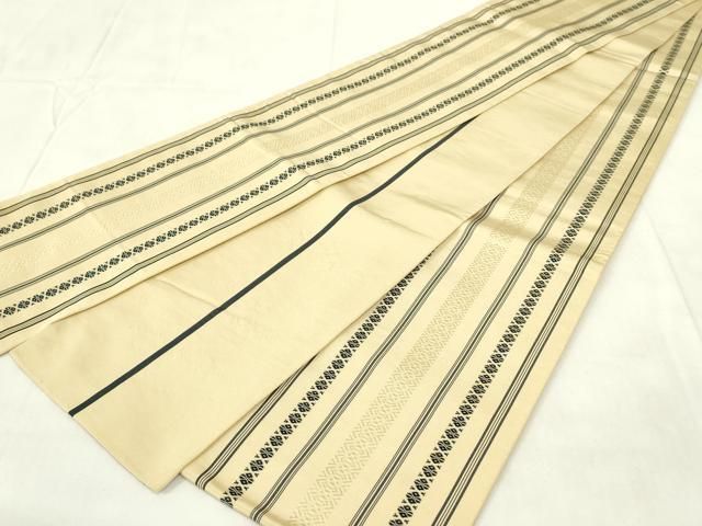 平和屋着物◎本場筑前博多織 両面 半幅帯 献上 正絹 逸品 DABA5577qp