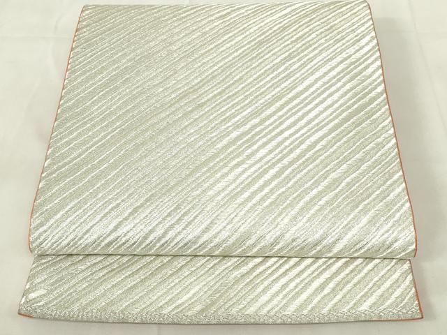 平和屋着物◎六通柄袋帯 斜縞 銀糸 正絹 逸品 DABA5593qp - メルカリ