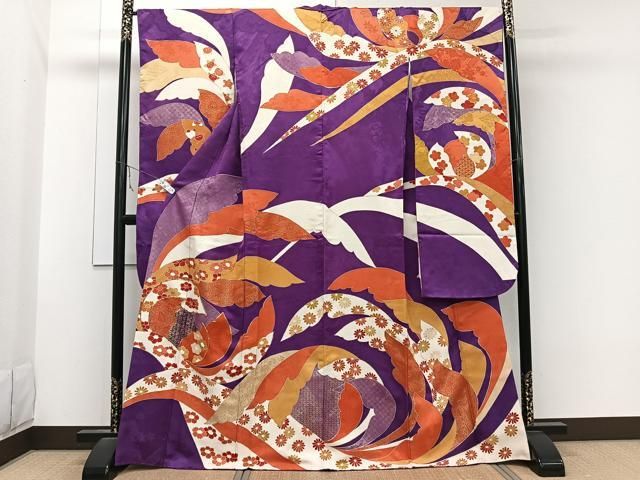 平和屋着物□豪華振袖 駒刺繍 吉祥花文 金彩 正絹 逸品 CABB2744xi