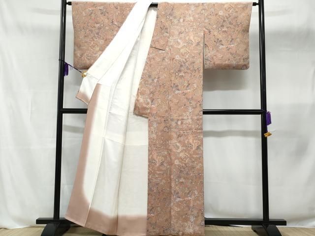 平和屋着物□上質な小紋 更紗花文 鬼しぼ縮緬 正絹 逸品 CABB3853fb