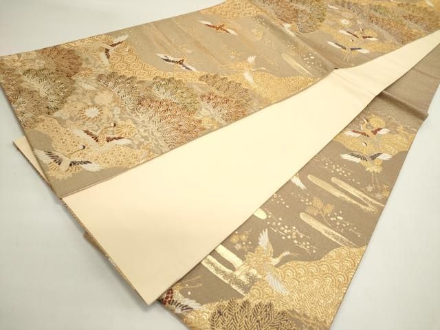 平和屋着物◎六通柄袋帯 道長鳳凰松文 金糸 正絹 逸品 DAAZ1855xg