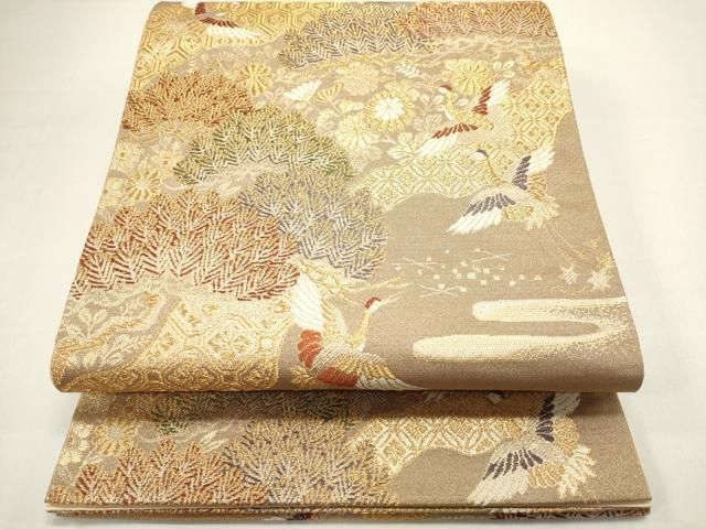 平和屋着物◎六通柄袋帯 道長鳳凰松文 金糸 正絹 逸品 DAAZ1855xg