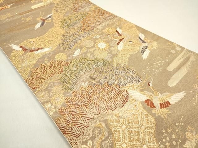 平和屋着物◎六通柄袋帯 道長鳳凰松文 金糸 正絹 逸品 DAAZ1855xg