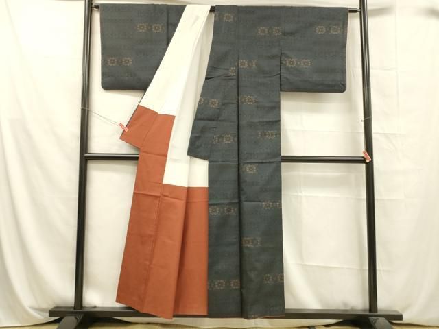 平和屋着物□本場大島紬 古代染色 純泥染 7マルキ 横段文 証紙付き