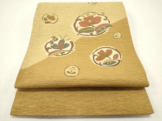 平和屋着物◎太鼓柄袋帯 ふくれ織 花丸文 正絹 逸品 DAAZ1888xg - メルカリ