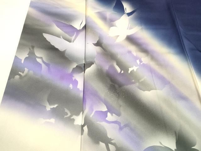 平和屋着物○訪問着 舞蝶花文 暈し染め 金彩 正絹 逸品