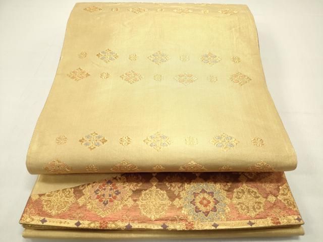 平和屋着物◎佐賀錦 両面 六通柄袋帯 蒔絵雪輪散文 金銀糸 正絹 逸品