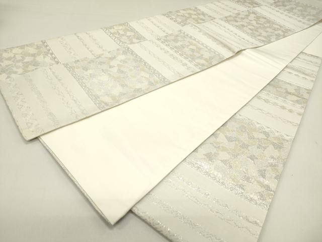 平和屋着物◎六通柄袋帯 市松横段文 金銀糸 正絹 逸品 DAAZ1896xg