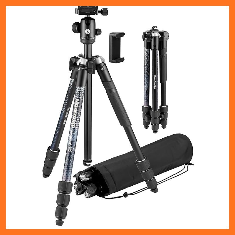 マンフロット Manfrotto Element MII アルミニウム4段三脚キットBK スマホクランプ付属 最大高160 cm 格納高42 5 自重1 55 kg 耐荷重8 ４段 ツイストロック キャリングバッグ付属 ボール雲台 黒