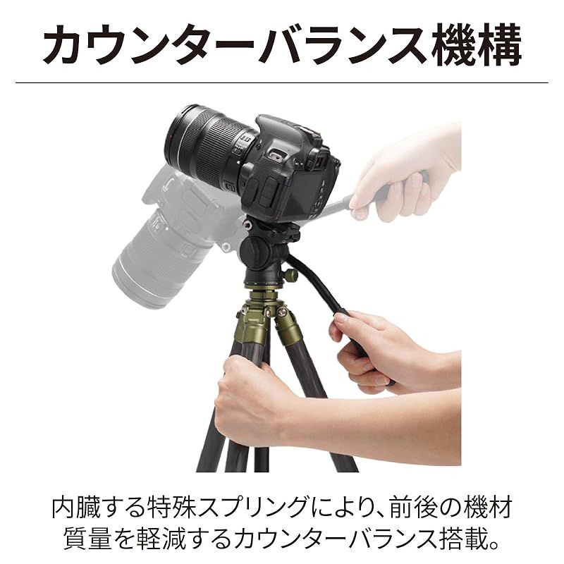 Cayer 三脚 カーボン三脚 ビデオ三脚 CH 10 LS 1 フルードヘッド 雲台 ケース スマホホルダー 水準器 付属 トラベル 動画撮影 スマホ撮影 軽量 小型 コンパクト グレー VCAYER