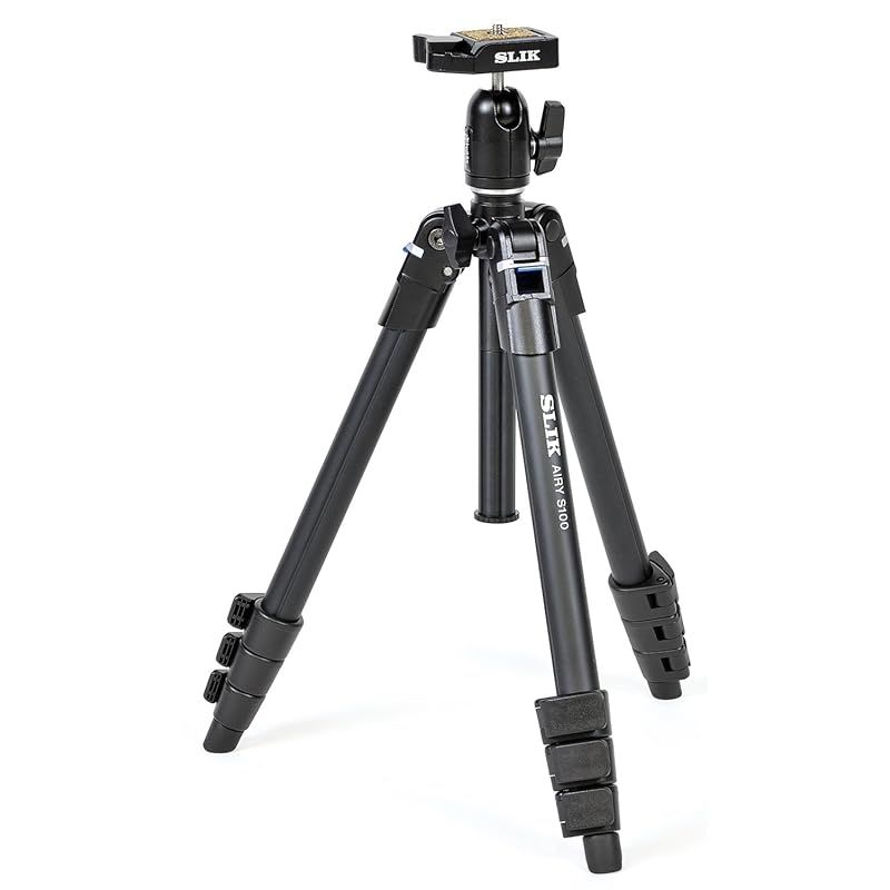 SLIK 三脚 エアリー S 100 WQ ダブルクイックシューセット アルミ 4段 レバーロック式 自由雲台 脚反転式