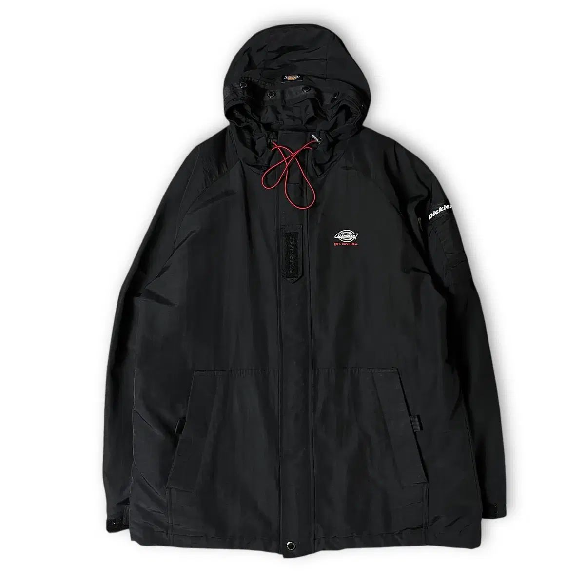 ディッキーズ ブラック ナイロン ウィンドブレーカー ジャケット L