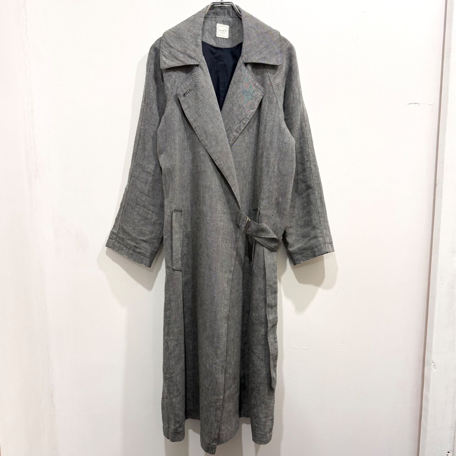 nofl ノフル ネップツイードリネントレンチ コート 麻 M-L み