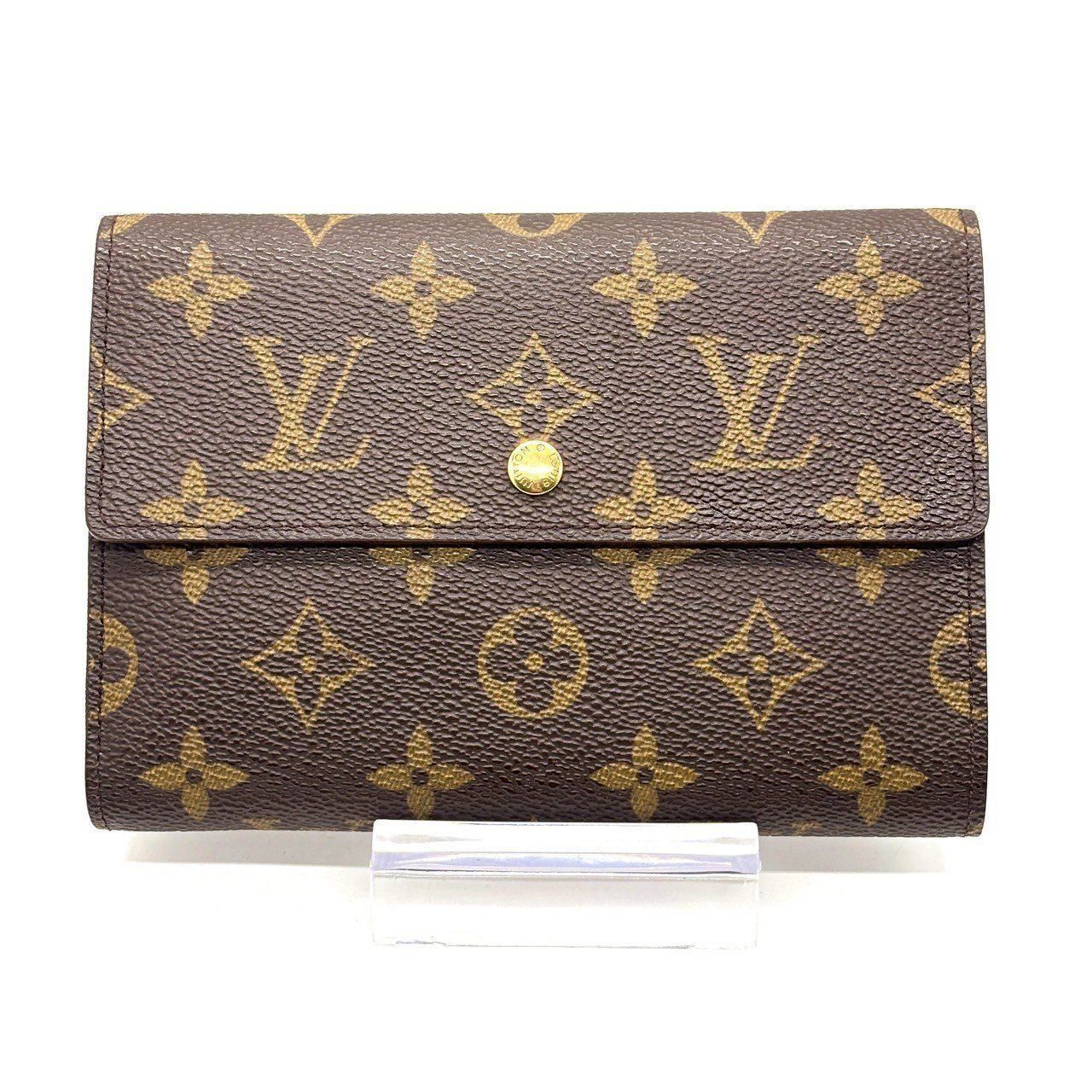 これ一つで 管理が整う LOUIS VUITTON 三つ折り財布 モノグラム ポルトトレゾール エテュイパピエ パスポート収納可 ルイヴィトン ブラウン