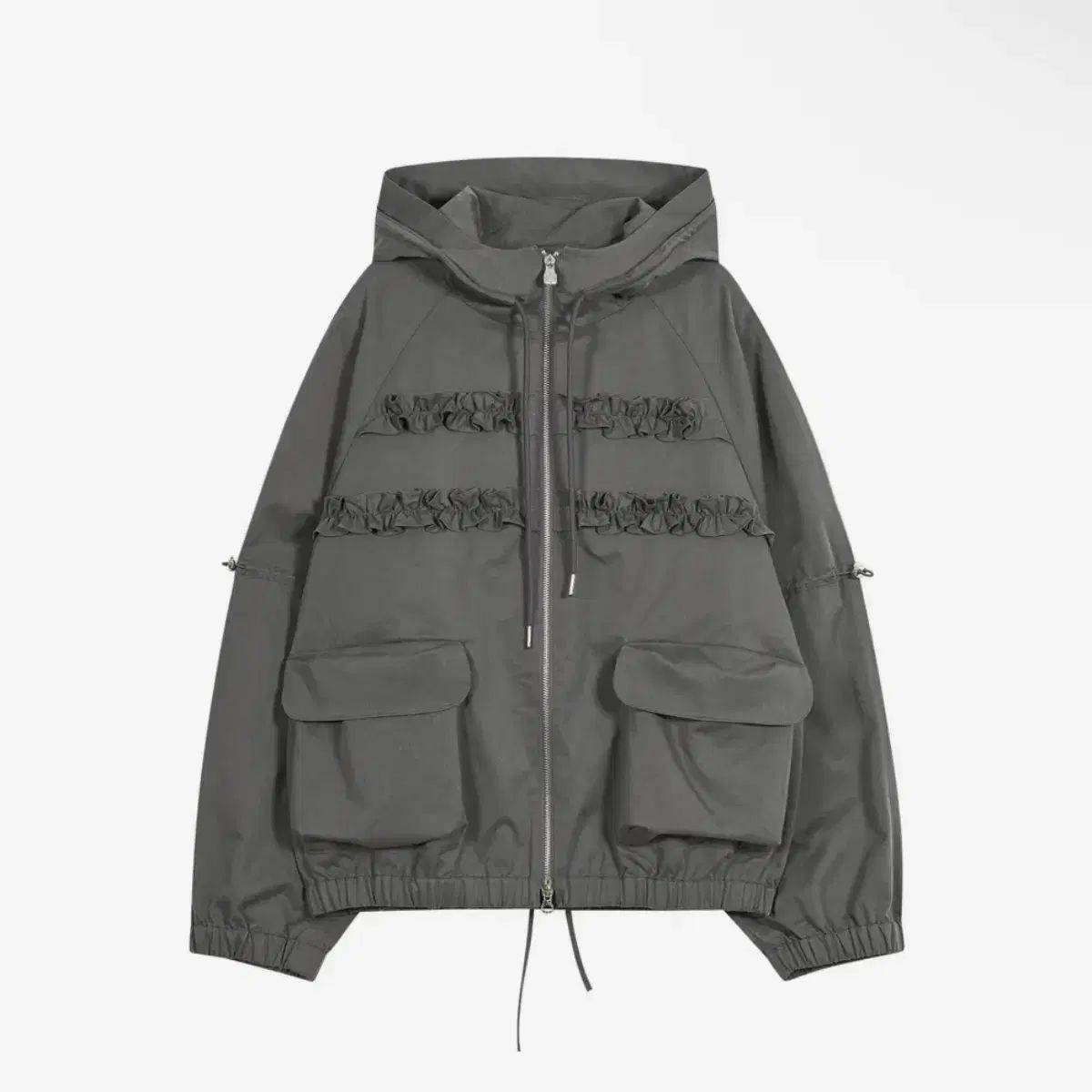 TYPESERVICE フリル フーディー アウター フード ジップアップ