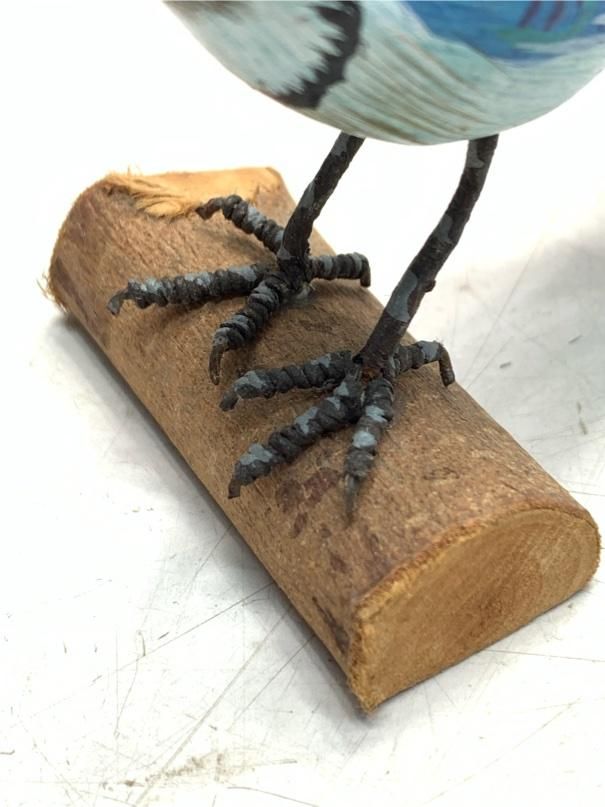 希少 アオカケス バードカービング 野鳥彫刻 木彫りの野鳥 置物