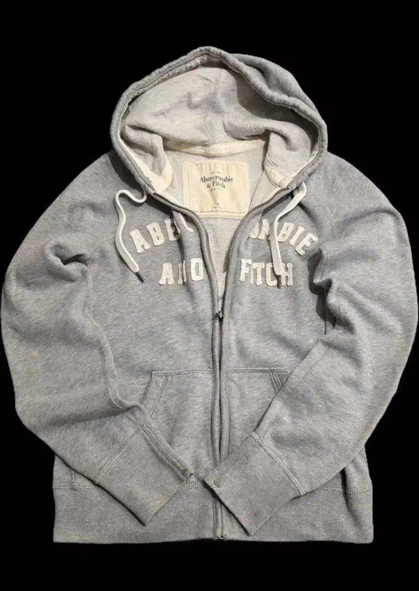 アバクロンビー y 2 k タイトフィット 弱起毛 グレー 刺繍 WHO ジップアップ