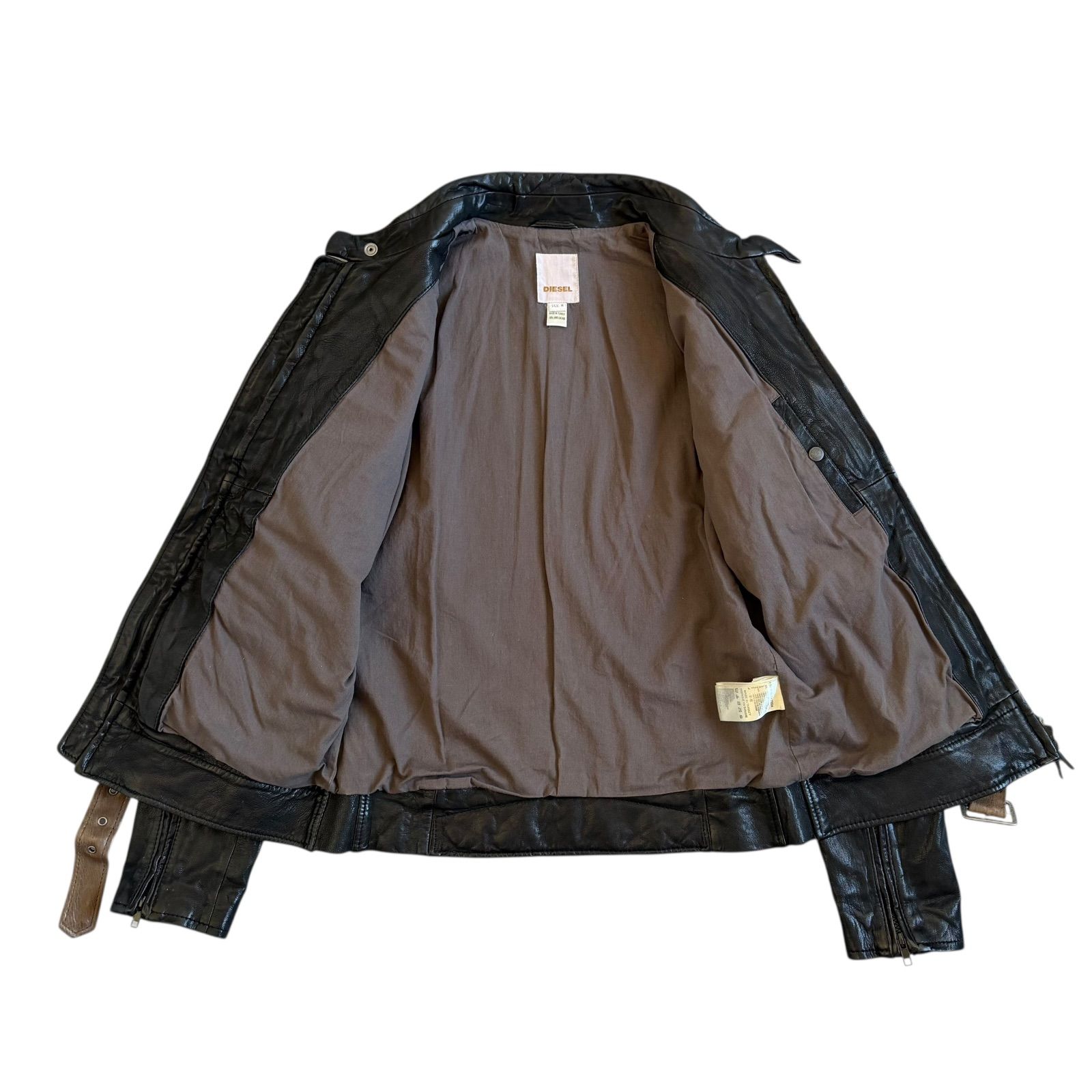 DIESEL / ディーゼル バイカラー ラムレザージャケット ブラウン 