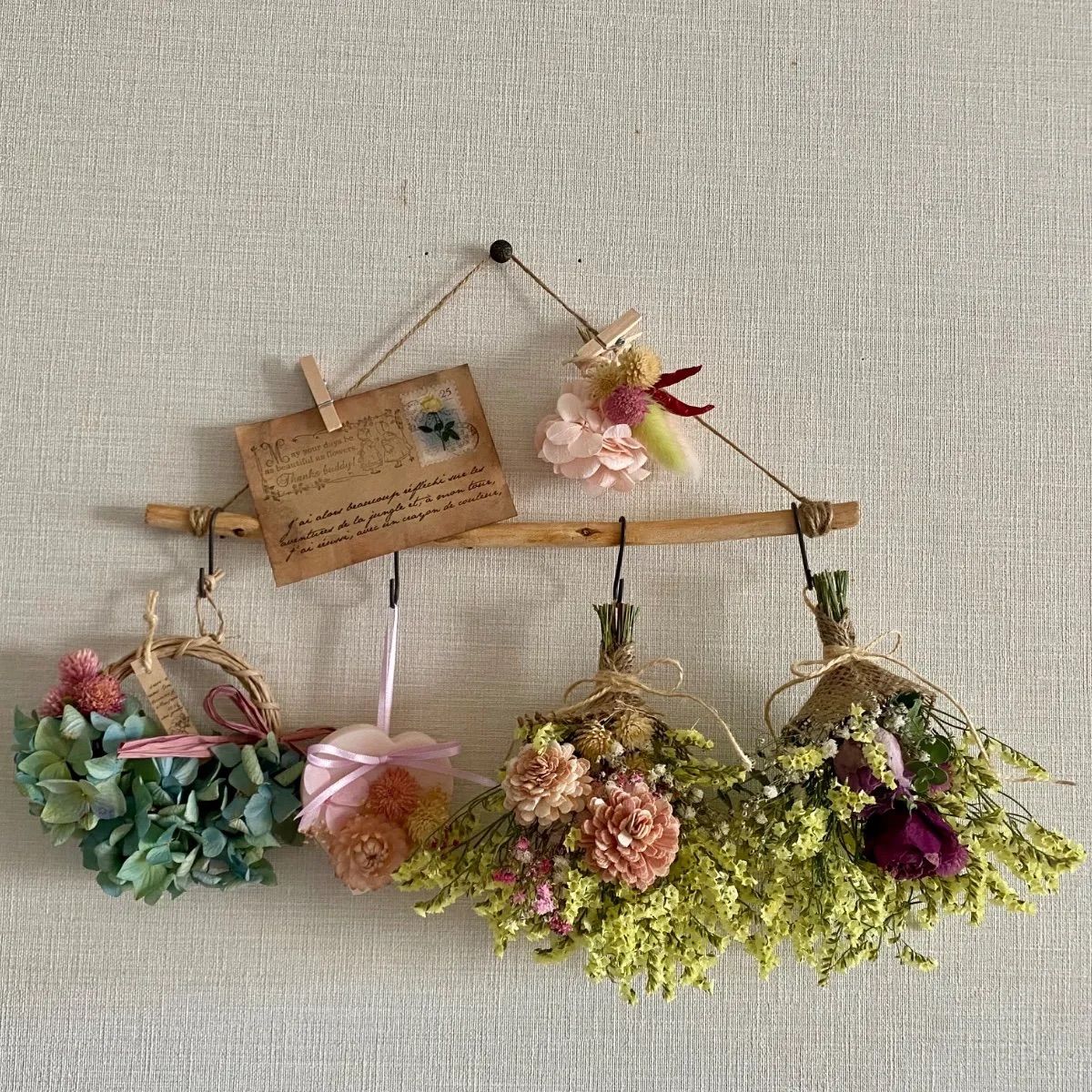 ドライフラワー♡アロマワックスサシェ♡ミニスワッグ流木ガーランド