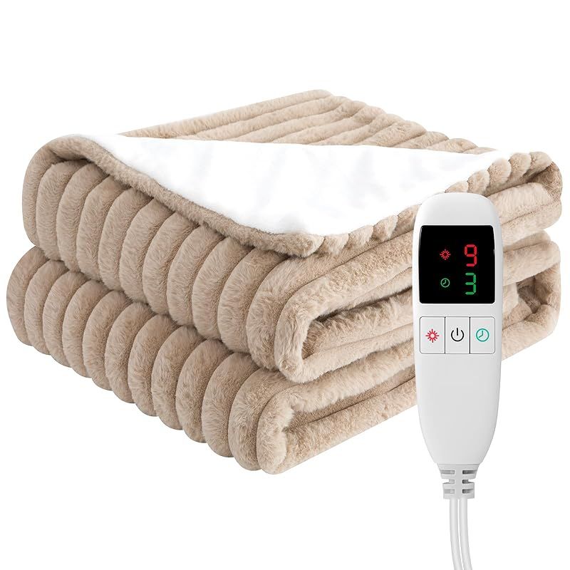 電気毛布 掛け 敷き 洗える 表面兎毛調+裏面フランネル 速暖 190×130cm