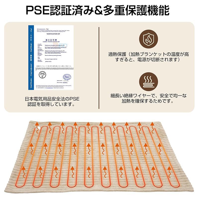 未使用品　電気毛布 【表面兎毛調+裏面ポリエステル素材】 190×130cm MOSMEE 電気毛布 【表面兎毛調+裏面ポリエステル素材】 190 130cm