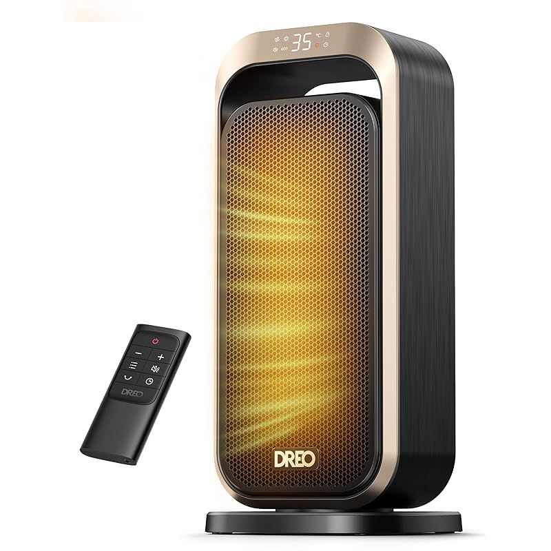 DREO ドレオ セラミック ファンヒーター コンパクト 持ち運びやすい 40 節電 暖房器具 1200 W～11 5畳 1000 W 800 温度調節5～35℃ ECO省エネ 電気代 8つ安全機能 LED 70°首振り 12 Hタイマー 脱衣所 0