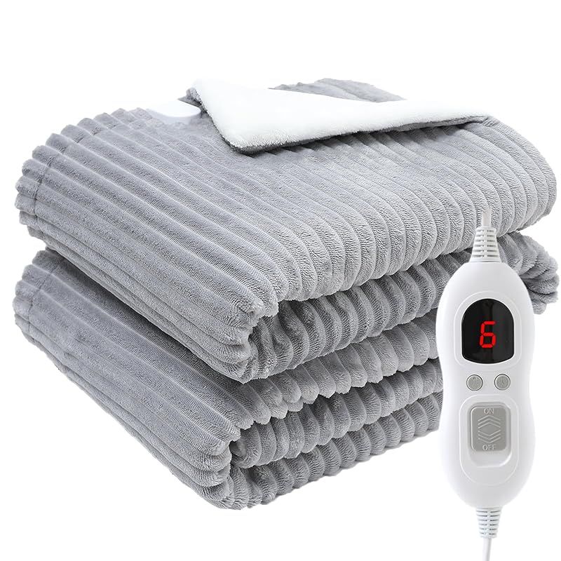 電気毛布 掛け敷き兼用 190 130 cm 炭素繊維発熱技術 両面フランネル 電気ブランケット 電気敷き毛布 タイマー付 1 9時間 ダブル 6段階温度調整可 掛け 敷き 自動オフ 過熱保護 抗菌 防臭 省エネ 厚手 洗える 0