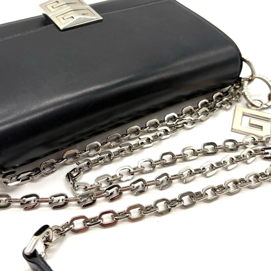 ジバンシィ レザー 本革 チェーンショルダーバッグ ブラック シルバー