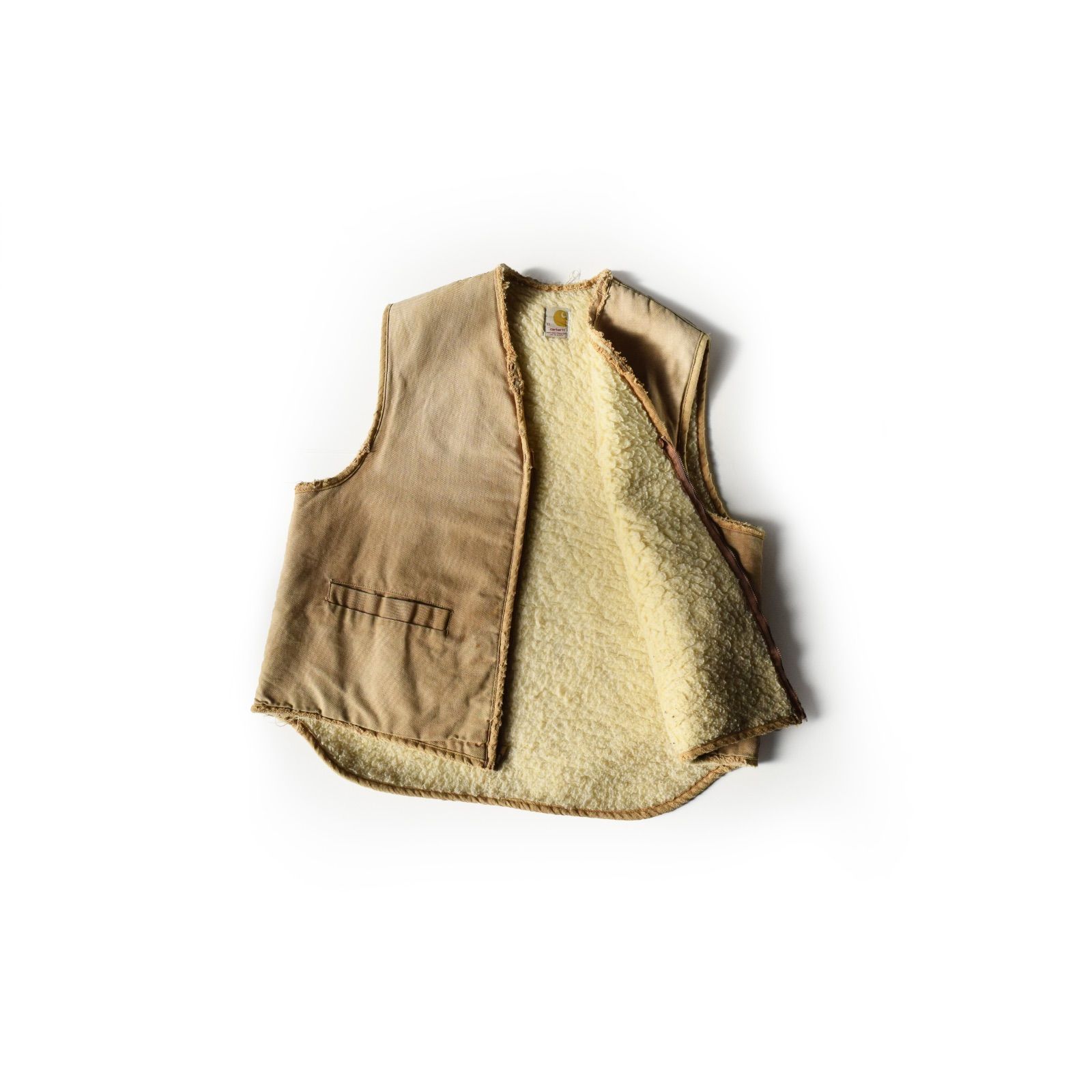 70 s carhartt カーハート ダックベスト 襤褸 ボロ フェード XL キャメル
