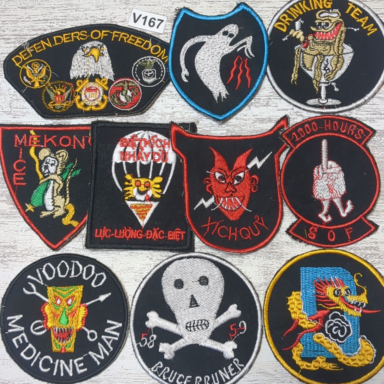 初売600円引☆1/7まで！ ワッペン 10枚 ☆V167 BLACK ベトナム 戦争 黒