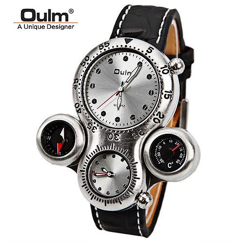 2フェイス腕時計 メンズ ビッグフェイス仕様 クオーツ ラウンド