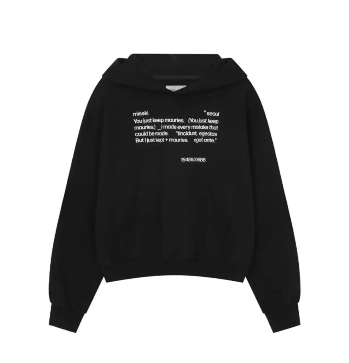 ミセキSEOUL quote WHO フードTシャツ ブラック