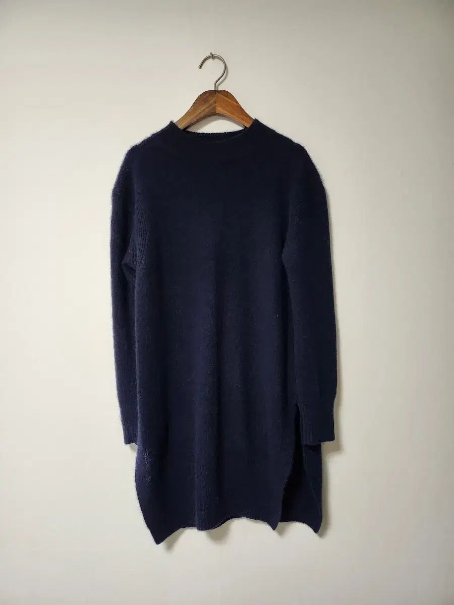 ランバンコレクション カシミア 100 ネイビー ニット ロング丈