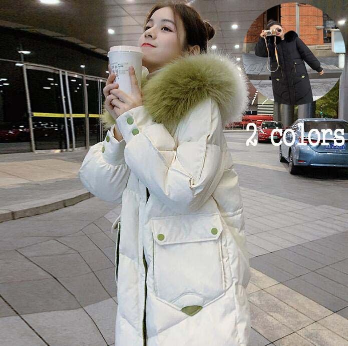 中綿コート 韓国風 フード付き ロング丈 ダウンジャケット レディース