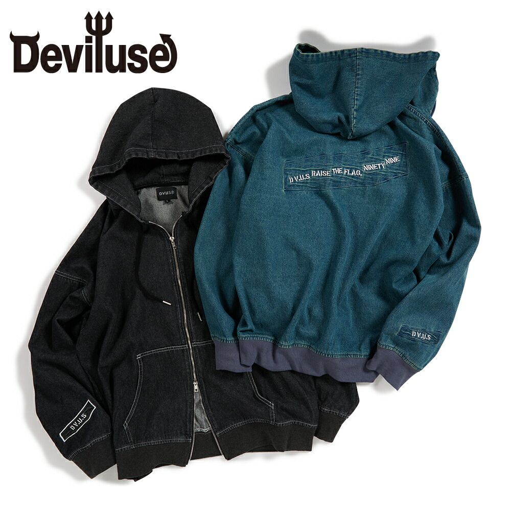 Deviluse Denim ジップ フーディー パーカー Zip Hoodie デビルユース