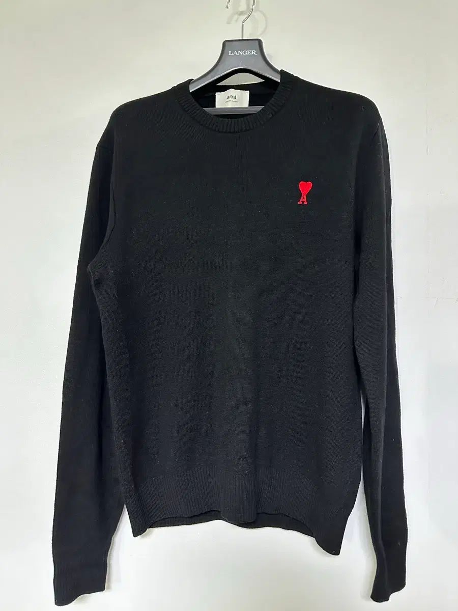 AMI Paris ハートロゴ クルーネックニット ブラック ami 黒 ポロニット