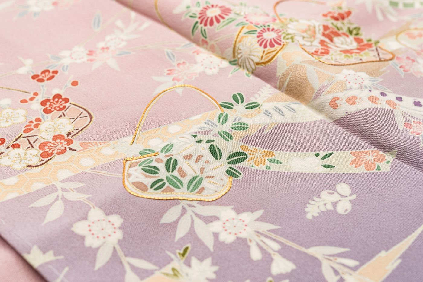  訪問着 短冊と花 トールサイズ 裄長 訪問着 付け下げ 着物