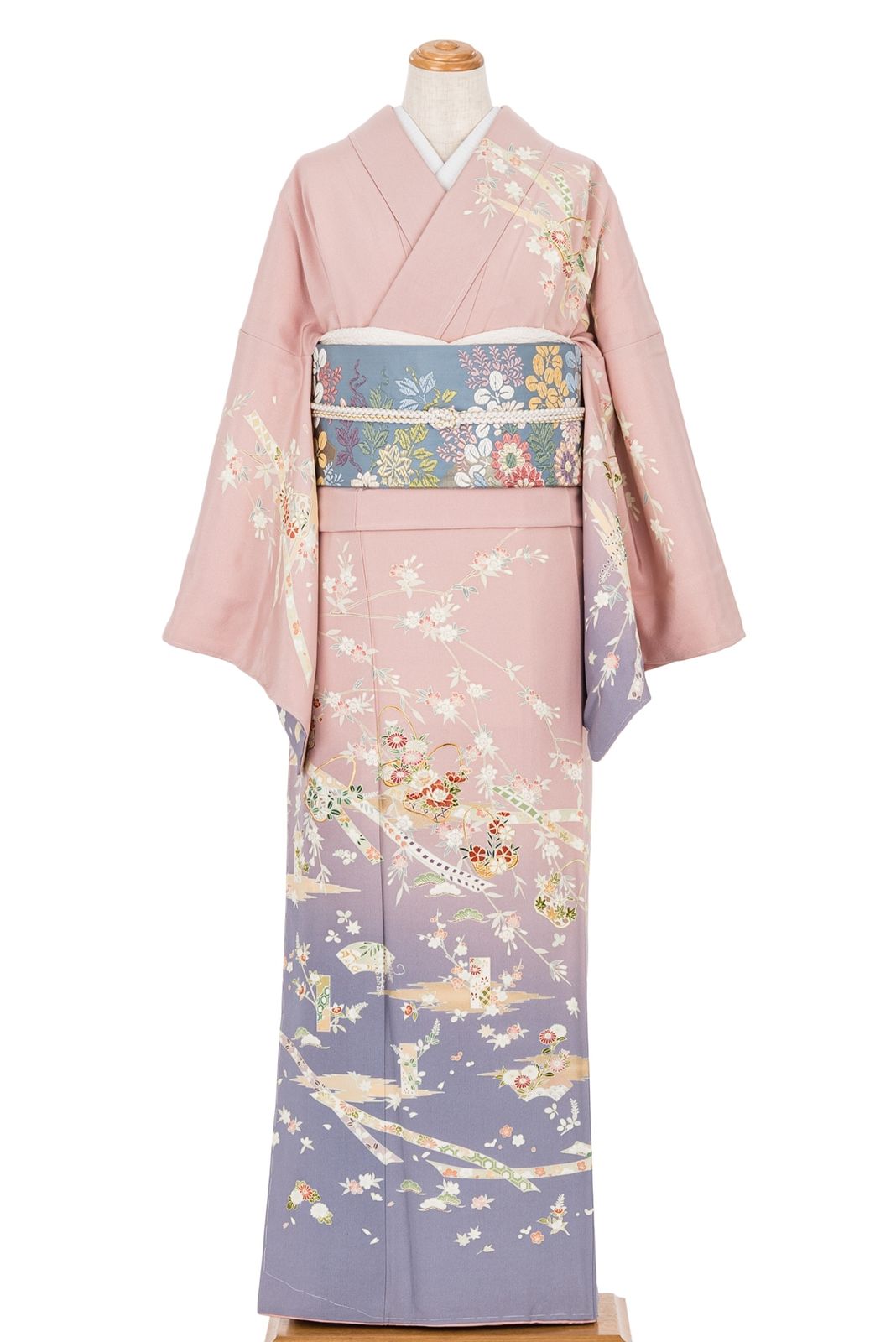 訪問着 短冊と花 トールサイズ 裄長
