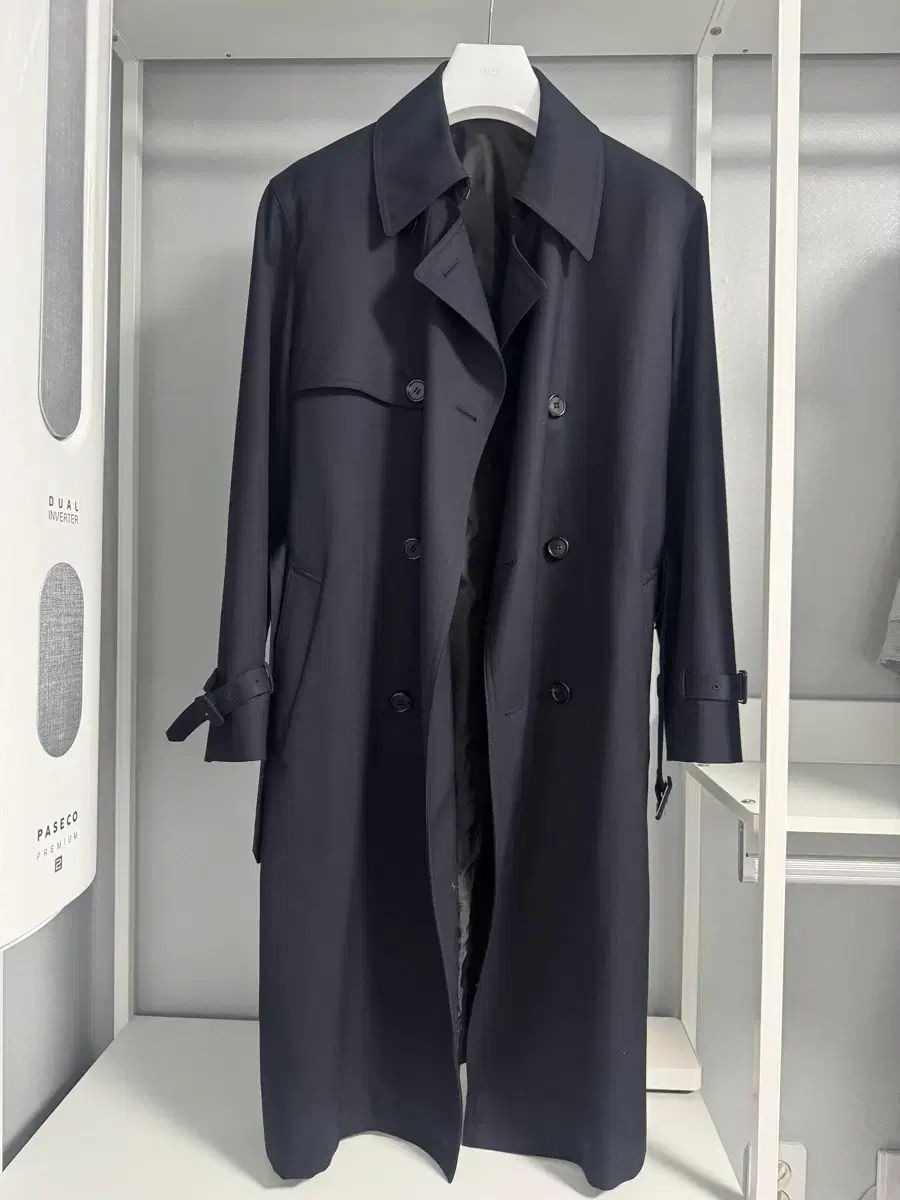 クアー coor ウール トレンチ コート ネイビー